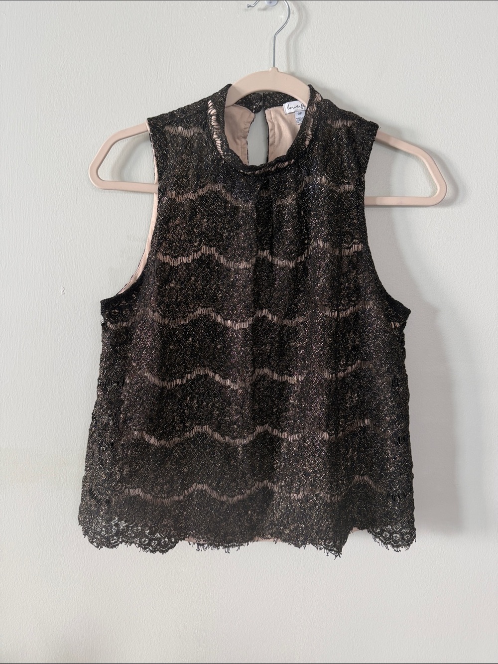 love, Fire Black Lace Sleeveless Mock Neck Camisole